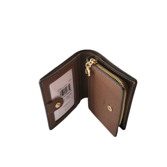 Coach CCL96 Snap Wallet Metallic Signature Small Clutch Brown Cooper - Picture 6 of 7